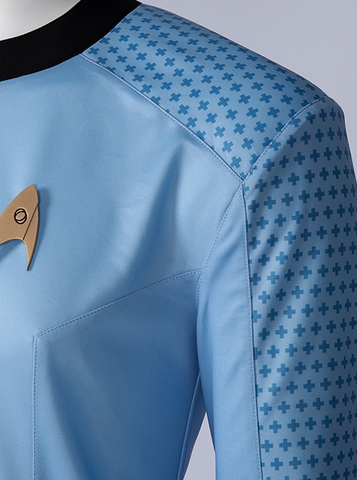 Star Trek Halloween Cosplay Blue Uniform Costume Male Blue Long Sleeve Top