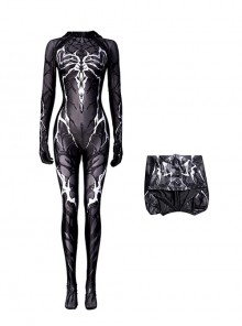 Spider-Man Into The Spider-Verse Halloween Cosplay Queen Of The Dark Spider-Gwen Costume Black Hooded Bodysuit