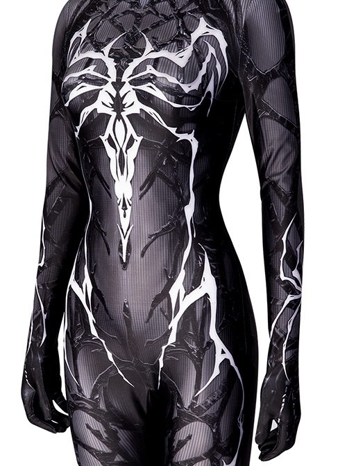 Spider-Man Into The Spider-Verse Halloween Cosplay Queen Of The Dark Spider-Gwen Costume Black Hooded Bodysuit