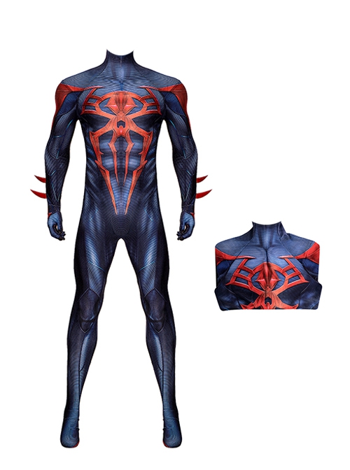 Comics Spider-Man 2099V2 Halloween Cosplay Miguel O'Hara Battle Suit Costume Blue Red Bodysuit