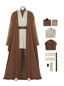 Star Wars Halloween Cosplay Obi-Wan Kenobi Beige Suit Affordable Edition Costume Set