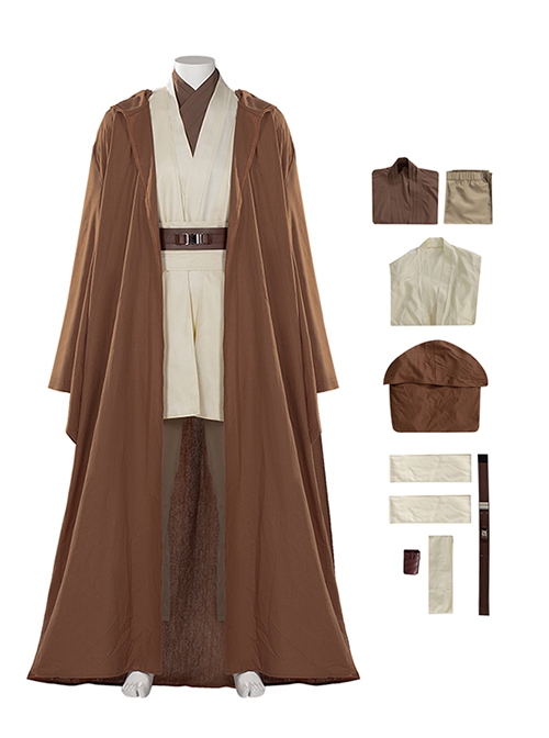 Star Wars Halloween Cosplay Obi-Wan Kenobi Beige Suit Affordable Edition Costume Set