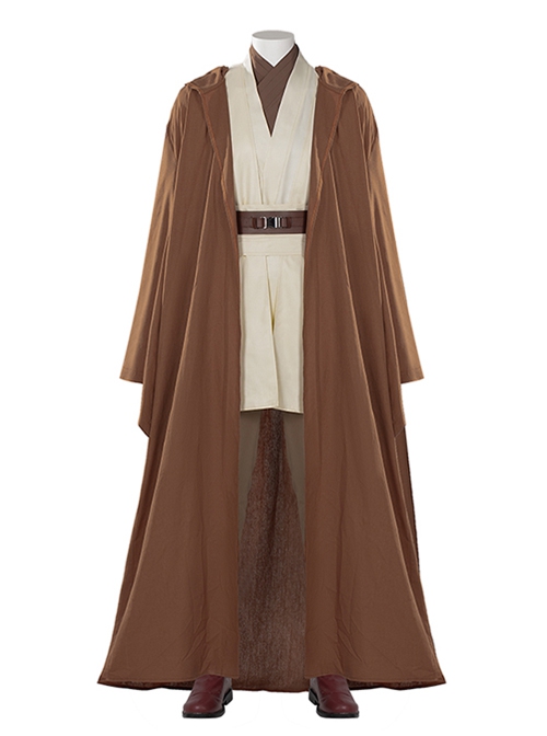 Star Wars Halloween Cosplay Obi-Wan Kenobi Beige Suit Affordable Edition Costume Brown Robe Coat