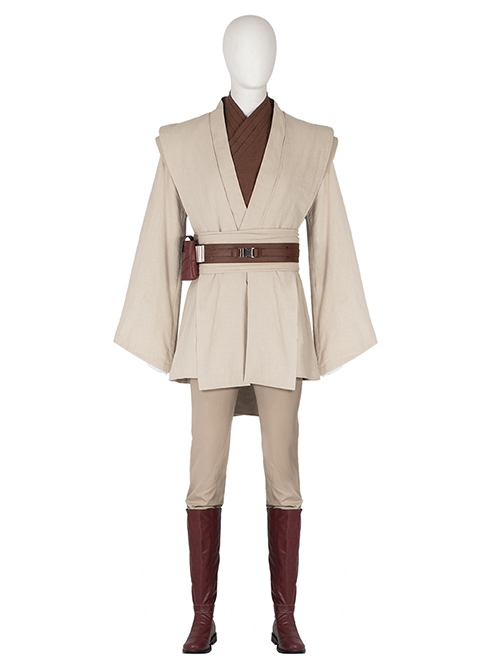 Star Wars Halloween Cosplay Obi-Wan Kenobi Beige Suit Accessories Red Boots