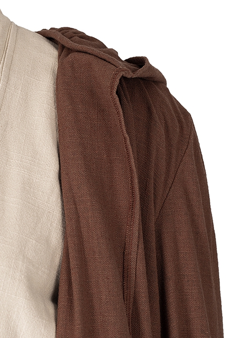 Star Wars Halloween Cosplay Obi-Wan Kenobi Beige Suit Costume Brown Robe Coat