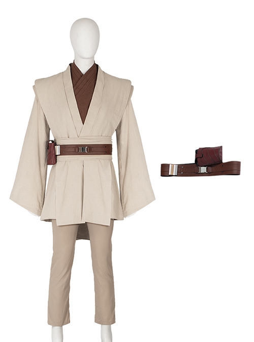 Star Wars Halloween Cosplay Obi-Wan Kenobi Beige Suit Accessories Brown Belt