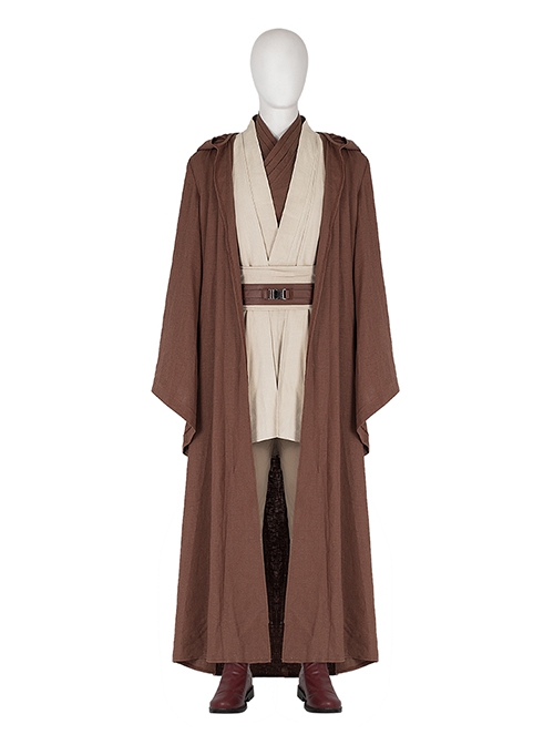 Star Wars Halloween Cosplay Obi-Wan Kenobi Beige Suit Accessories Brown Belt