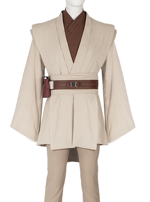 Star Wars Halloween Cosplay Obi-Wan Kenobi Beige Suit Accessories Brown Belt