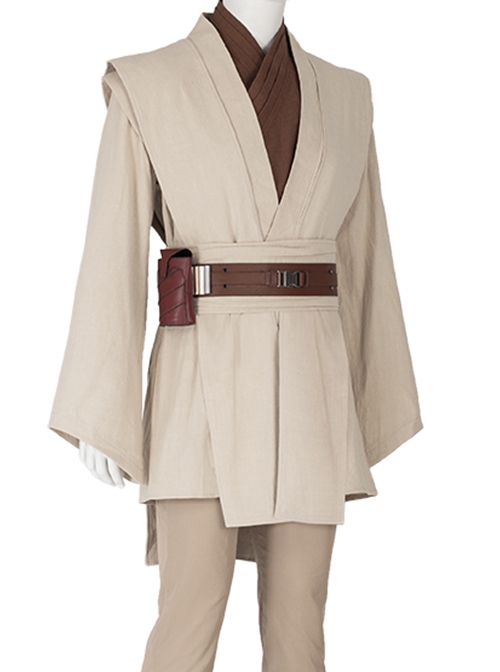 Star Wars Halloween Cosplay Obi-Wan Kenobi Beige Suit Accessories Brown Belt