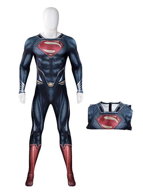 Man Of Steel Superman Halloween Cosplay Clark Kent Battle Suit Costume Blue Bodysuit