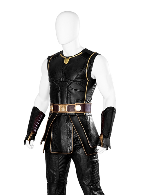 Thor Love And Thunder Halloween Cosplay Thor Odinson Battle Suit Fur Collar Version Costume Black Top