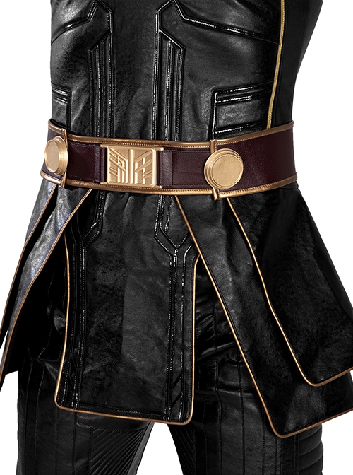 Thor Love And Thunder Halloween Cosplay Thor Odinson Battle Suit Fur Collar Version Costume Black Top