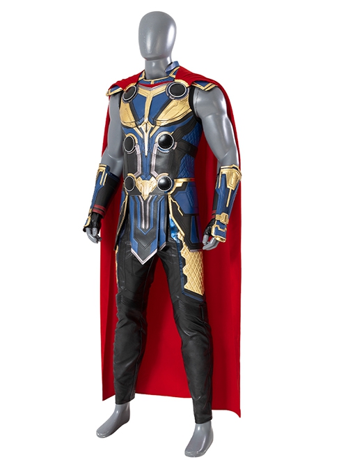 Thor Love And Thunder Halloween Cosplay Thor Odinson Battle Suit Blue Version Accessories Red Cloak