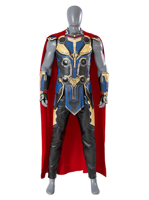 Thor Love And Thunder Halloween Cosplay Thor Odinson Battle Suit Blue Version Accessories Red Cloak