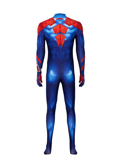 Animated Film Spider-Man Across The Spider-Verse Halloween Cosplay Blue Battle Suit Costume Bodysuit