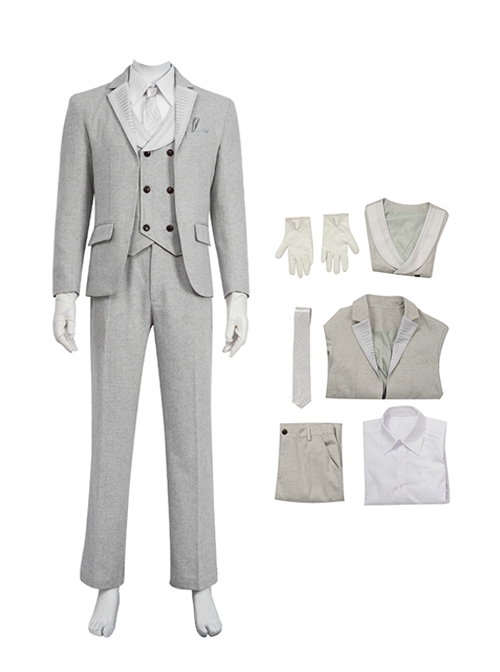 TV Drama Moon Knight Halloween Cosplay Marc Spector Mr. Knight Costume Gray Suit Costume Set