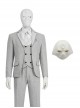 TV Drama Moon Knight Halloween Cosplay Marc Spector Mr. Knight Costume Gray Suit Accessories White Mask