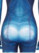 Game Metroid Halloween Cosplay Samus Aran Costume Blue Bodysuit