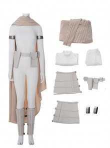 Game Star Wars Halloween Cosplay Padme Amidala Queen White Battle Suit Costume Set