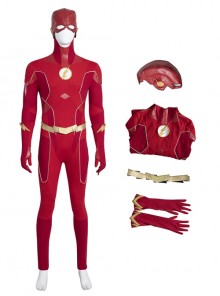 The Flash Season 8 Halloween Cosplay Barry Allen Golden Battle Boots Version Costume Set