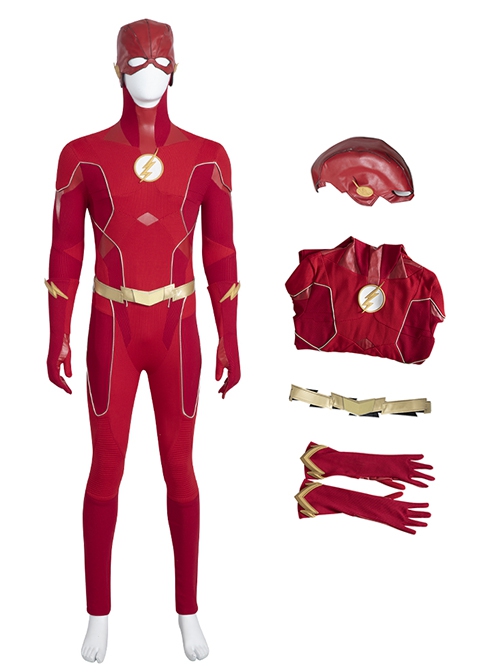 The Flash Season 8 Halloween Cosplay Barry Allen Golden Battle Boots Version Costume Set