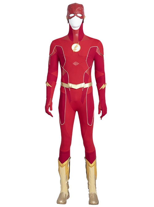 The Flash Season 8 Halloween Cosplay Barry Allen Golden Battle Boots Version Accessories Red Hat