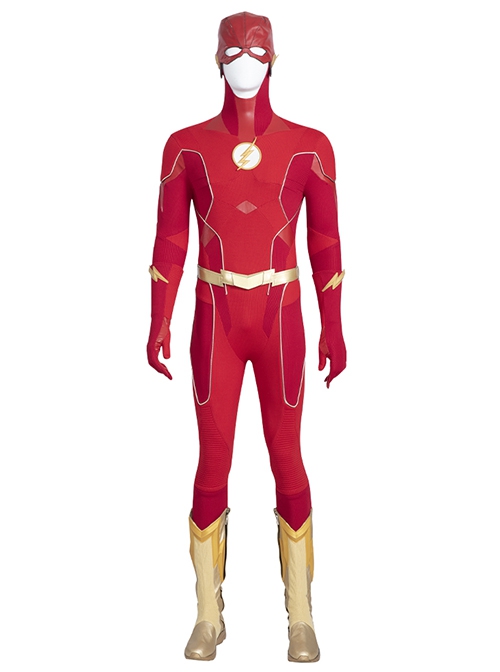 The Flash Season 8 Halloween Cosplay Barry Allen Golden Battle Boots Version Accessories Red Gloves