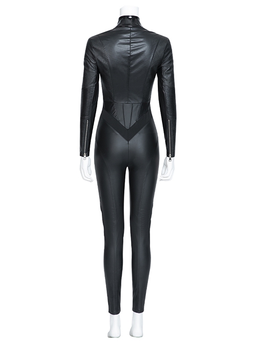 The Batman 2022 Halloween Cosplay Catwoman Selina Kyle Black Battle Suit Costume Black Bodysuit