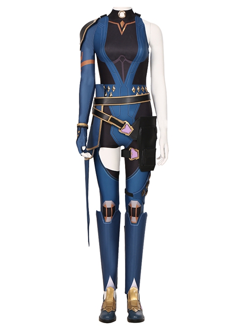 Game Valorant Duelist Halloween Cosplay Reyna Accessories Black Thigh Guard And Blue Calf Guards