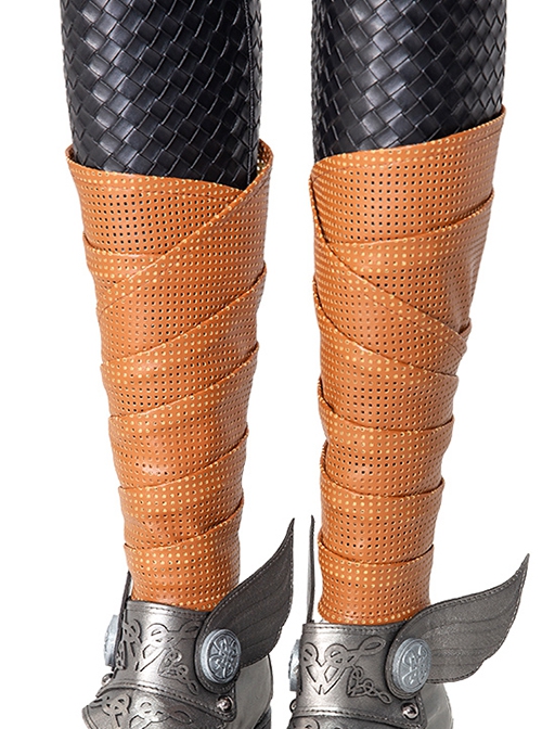 Thor Halloween Cosplay Female Thor Jane Foster Battle Suit Accessories Brown Mesh Leg Guards