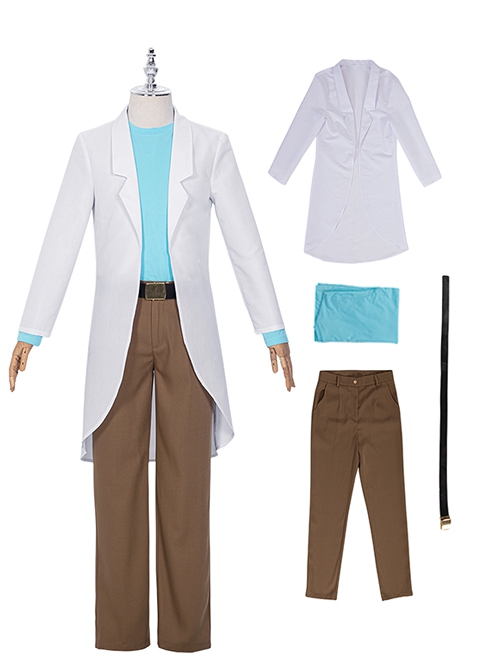 Rick And Morty Halloween Cosplay Rick White Outerwear Suit Costume Full Set