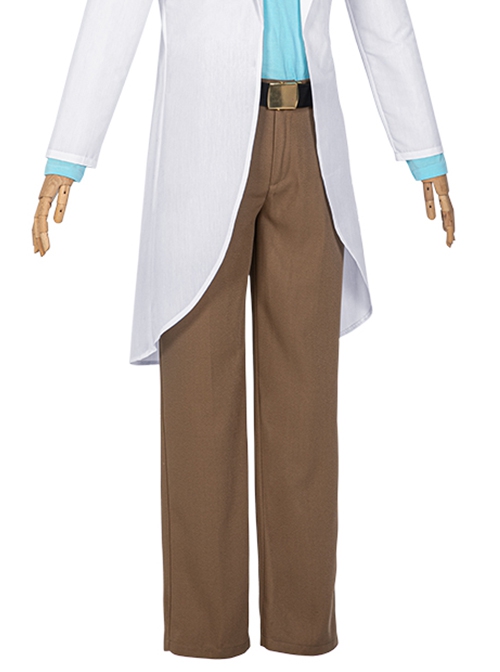 Rick And Morty Halloween Cosplay Rick White Outerwear Suit Costume Brown Pants