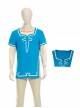 The Legend Of Zelda Halloween Cosplay Link Blue Champion's Tunic Suit Costume Blue Short Sleeve Top