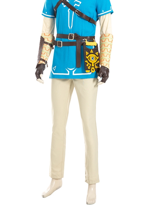 The Legend Of Zelda Halloween Cosplay Link Blue Champion's Tunic Suit Costume Beige Pants