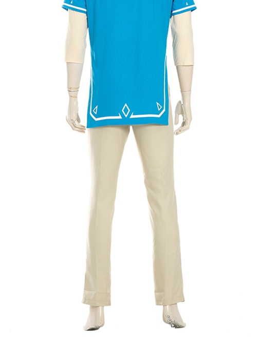 The Legend Of Zelda Halloween Cosplay Link Blue Champion's Tunic Suit Costume Beige Pants