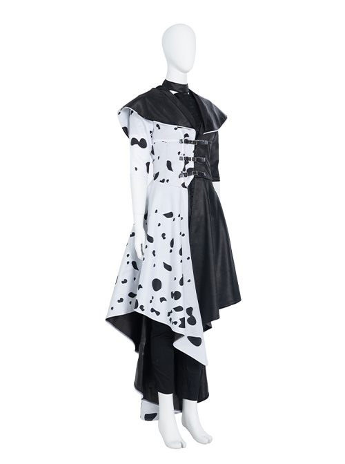 Cruella Halloween Cosplay Cruella Dalmatians Coat Costume Set