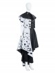 Cruella Halloween Cosplay Cruella Black-white Coat Suit Costume Long Coat