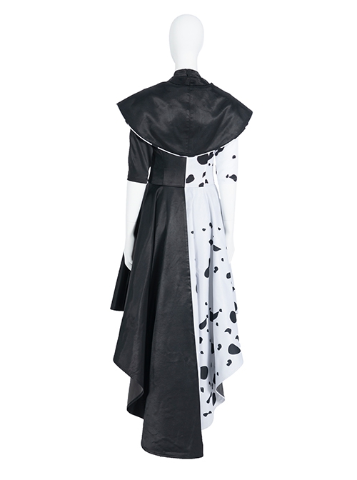 Cruella Halloween Cosplay Cruella Black-white Coat Suit Costume Long Coat