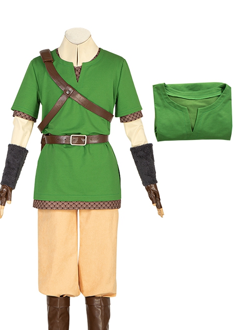 The Legend Of Zelda Skyward Sword Halloween Cosplay Link Costume Green Short Sleeve T-shirt