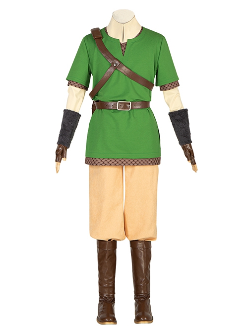 The Legend Of Zelda Skyward Sword Halloween Cosplay Link Costume Green Short Sleeve T-shirt