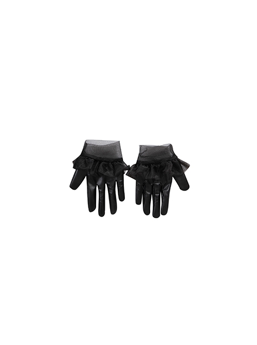 Cruella Halloween Cosplay Cruella Black Leather Skirt Suit Accessories Black Leather Gloves