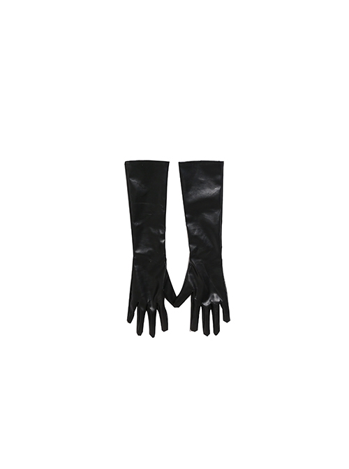 Cruella Halloween Cosplay Cruella Black Windbreaker Suit Accessories Black Long Gloves