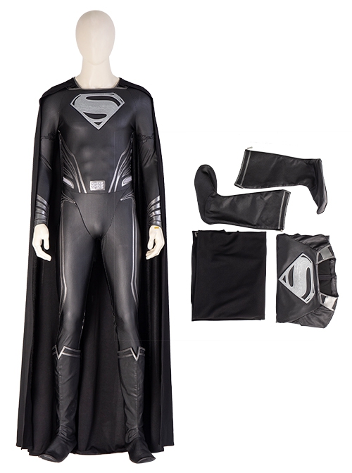 Zack Snyder's Justice League Halloween Cosplay Superman Clark Kent Black Battle Suit Costume Full Set