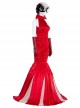 Cruella Halloween Cosplay Cruella Red Long Dress Costume Slim Red Dress