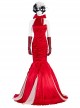 Cruella Halloween Cosplay Cruella Red Long Dress Accessories Red Long Gloves