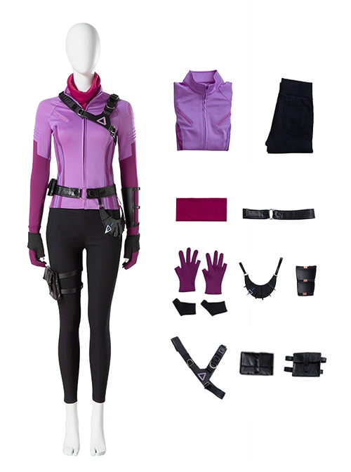 TV Drama Hawkeye Halloween Cosplay Kate Bishop Purple Top Suit Style 2 Costume Set