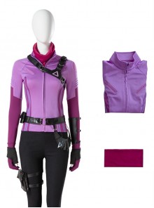 TV Drama Hawkeye Halloween Cosplay Kate Bishop Purple Top Suit Style 2 Costume Purple Top And Scarf