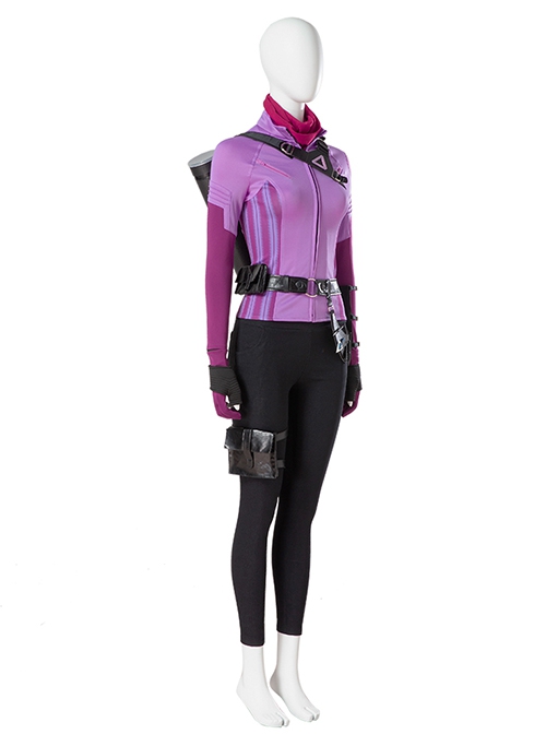 TV Drama Hawkeye Halloween Cosplay Kate Bishop Purple Top Suit Style 2 Costume Purple Top And Scarf