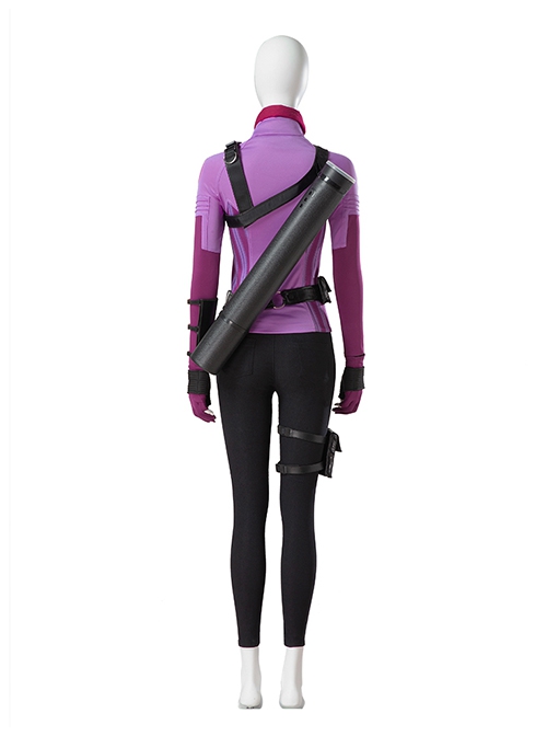 TV Drama Hawkeye Halloween Cosplay Kate Bishop Purple Top Suit Style 2 Accessories Black PVC Quiver