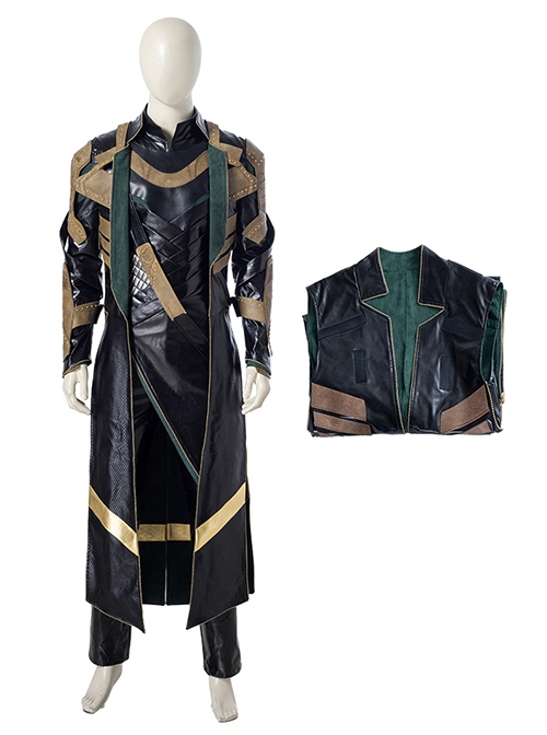 Loki Season 1 Halloween Cosplay Loki Armor Suit Cosplay Costume Black Long Coat